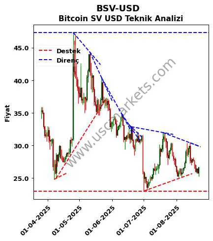 BSV-USD destek direnç Bitcoin SV Dolar teknik analiz grafik BSV-USD fiyatı