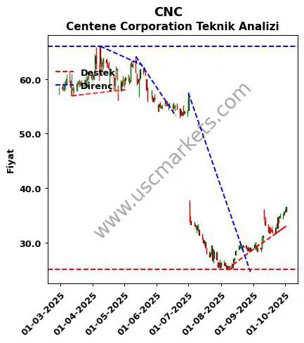 CNC destek direnç Centene Corporation teknik analiz grafik CNC fiyatı