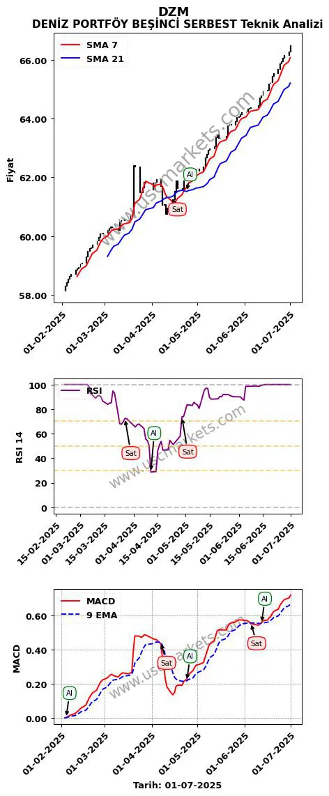 DZM al veya sat DENİZ PORTFÖY BEŞİNCİ SERBEST grafik analizi DZM fiyatı