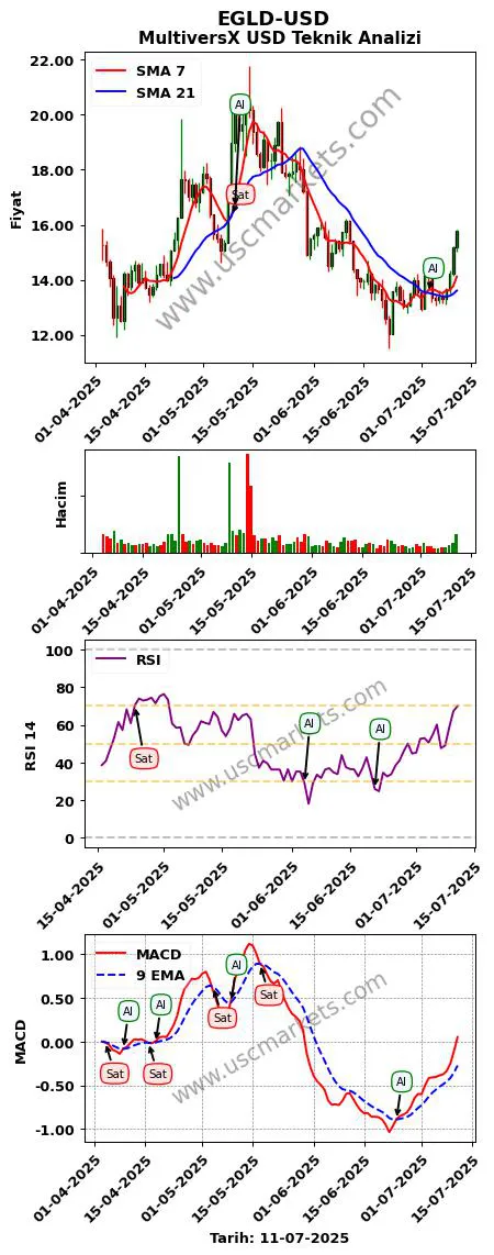EGLD-USD al veya sat MultiversX Dolar grafik analizi EGLD-USD fiyatı