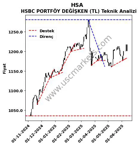 HSA destek direnç HSBC PORTFÖY DEĞİŞKEN (TL) teknik analiz grafik HSA fiyatı