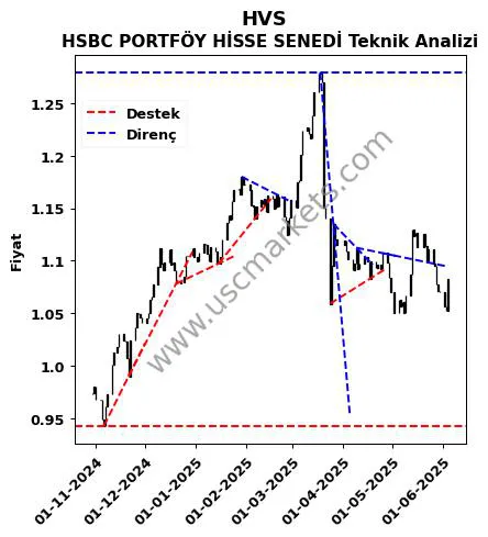 HVS destek direnç HSBC PORTFÖY HİSSE SENEDİ teknik analiz grafik HVS fiyatı