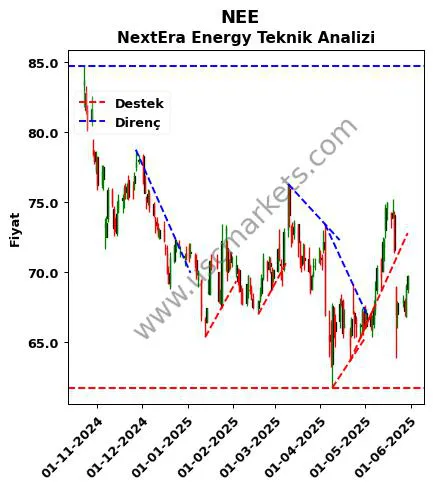 NEE destek direnç NextEra Energy teknik analiz grafik NEE fiyatı