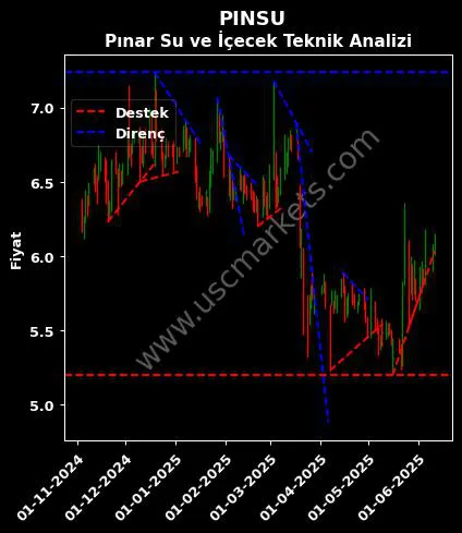 PINSU destek direnç PINAR SU teknik analiz grafik PINSU fiyatı