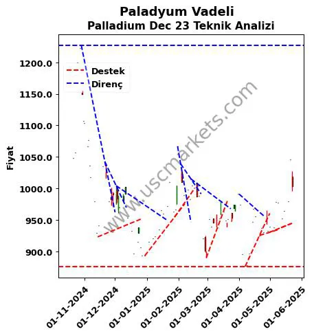 Paladyum-Vadeli destek direnç Palladium Dec 23 teknik analiz grafik Paladyum-Vadeli fiyatı