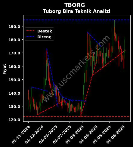 TBORG destek direnç TÜRK TUBORG BİRA teknik analiz grafik TBORG fiyatı
