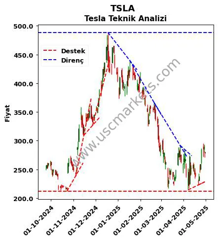 TSLA destek direnç Tesla teknik analiz grafik TSLA fiyatı